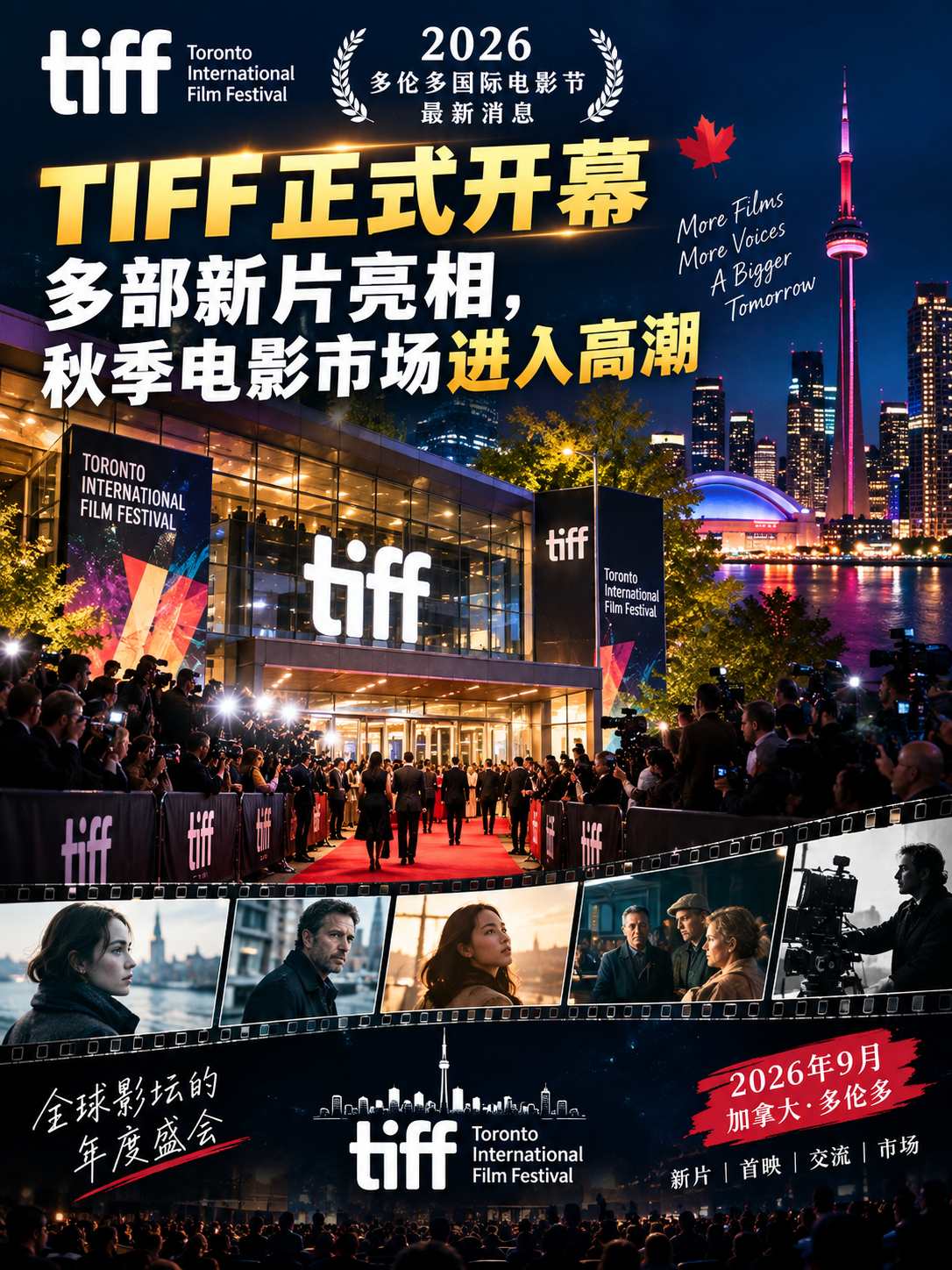 2026多伦多国际电影节最新消息：TIFF正式开幕，多部新片亮相，秋季电影市场进入高潮封面图