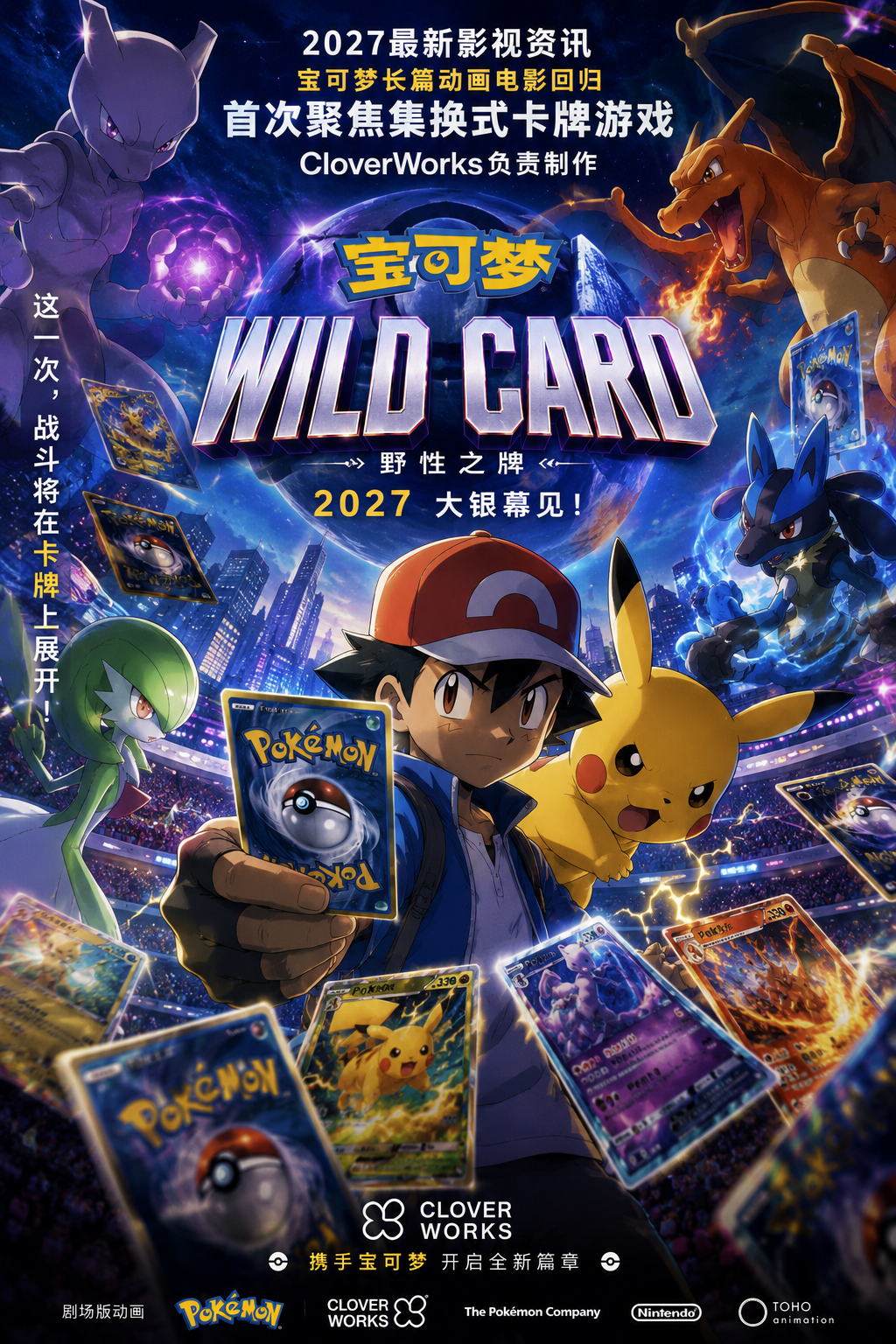 《宝可梦：Wild Card》2027最新影视资讯：宝可梦长篇动画电影回归，首次聚焦集换式卡牌游戏，CloverWorks负责制作封面图