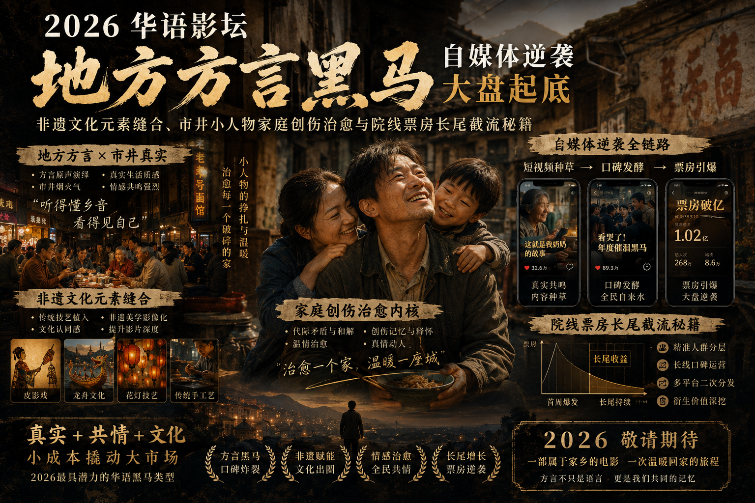 2026华语影坛地方方言黑马自媒体逆袭大盘起底：非遗文化元素缝合、市井小人物家庭创伤治愈与院线票房长尾截流秘籍封面图